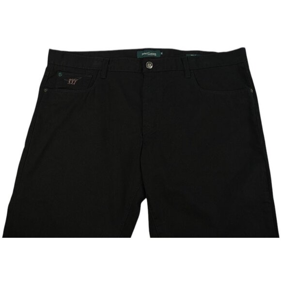 HENRY COTTONS Black SLIM FIT 5 Pocket Cotton Blend Garment Washed Pants 38 NWT - Picture 2 of 3